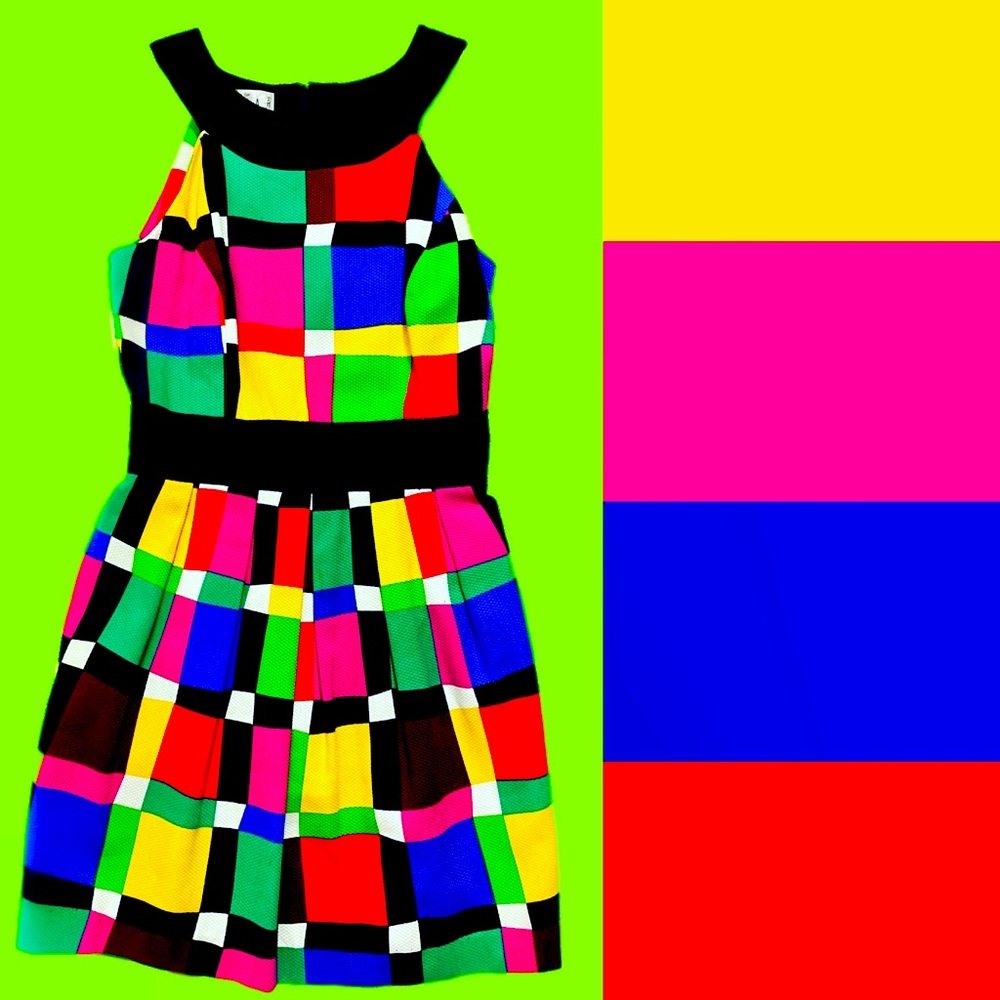 Vintage color block colorful dress size 4